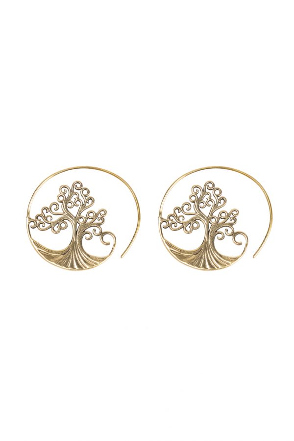 Spiral earrings tree of life