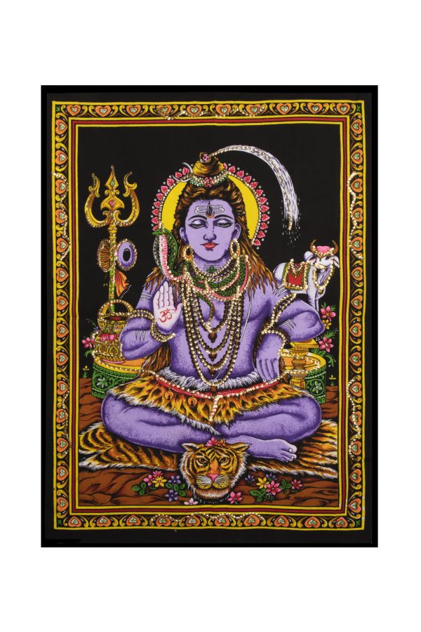 Dieu  Shiva méditant avec sequins